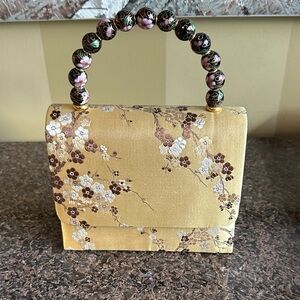 Signature Studio Gold Floral Clutch with Beaded Handle